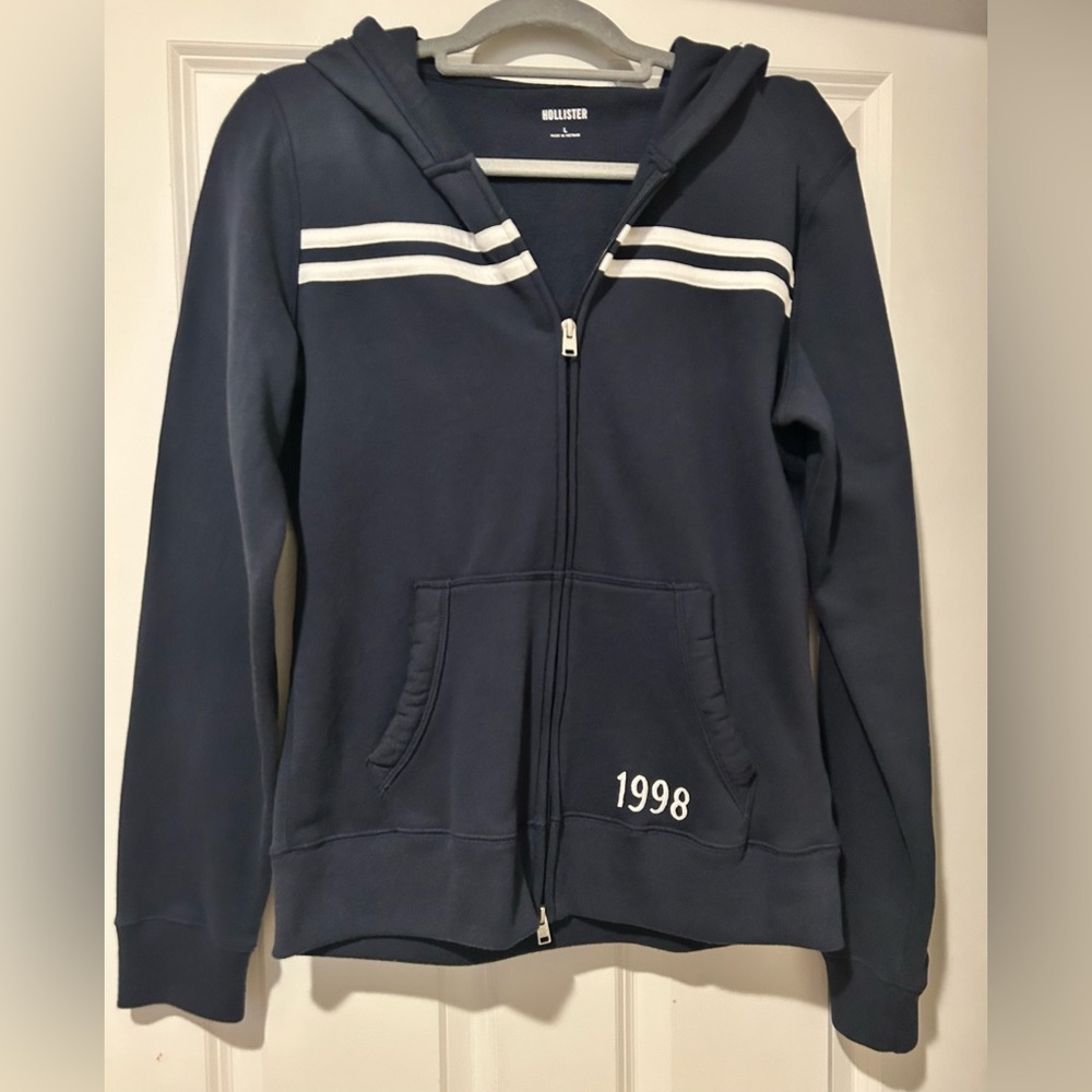 Hollister Navy Blue Zip Up Hoodie - Picture 2 of 8